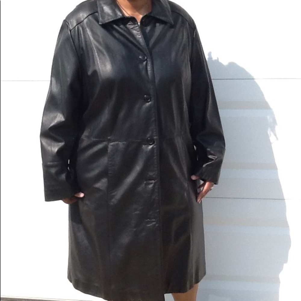 Ladies Black Leather Coat